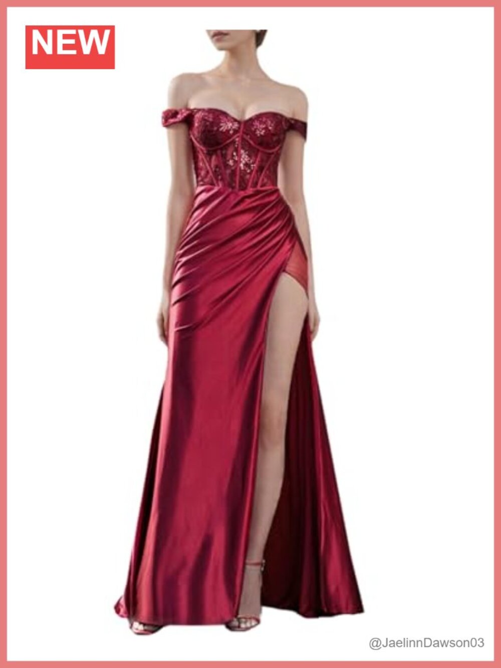 Mermaid Satin Prom Dress Off Shoulder Ruched High Slit Sequin Formal Evening